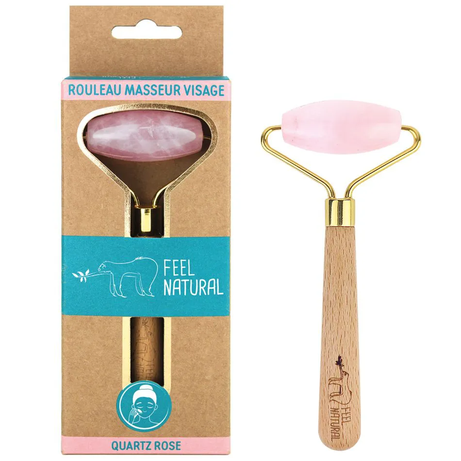 Roller visage Gua Sha Quartz rose