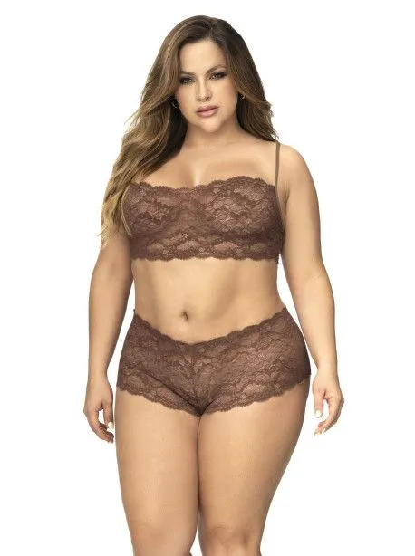 Ensemble lingerie cacao top bustier et shorty 1X2X