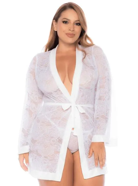 Peignoir blanc en dentelle 1X/2X